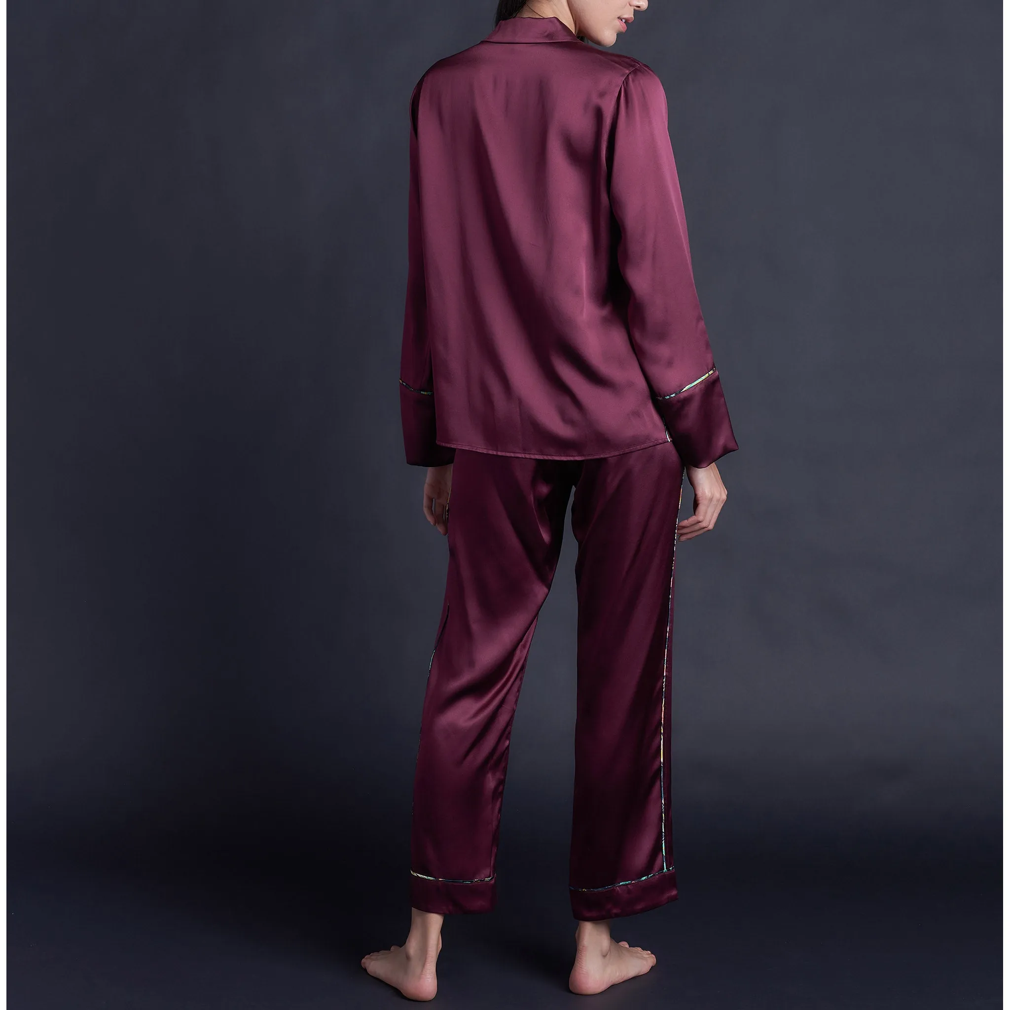 Annabel Pajama Top in Garnet Silk Charmeuse