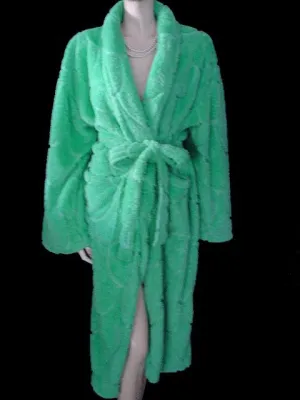 *BEAUTIFUL FOREIGN DESIGNER SOFT PLUSH CHENILLE-LIKE OR PLUSH WRAP-STYLE ROBE IN MING JADE - SIZE XL / EXTRA LARGE