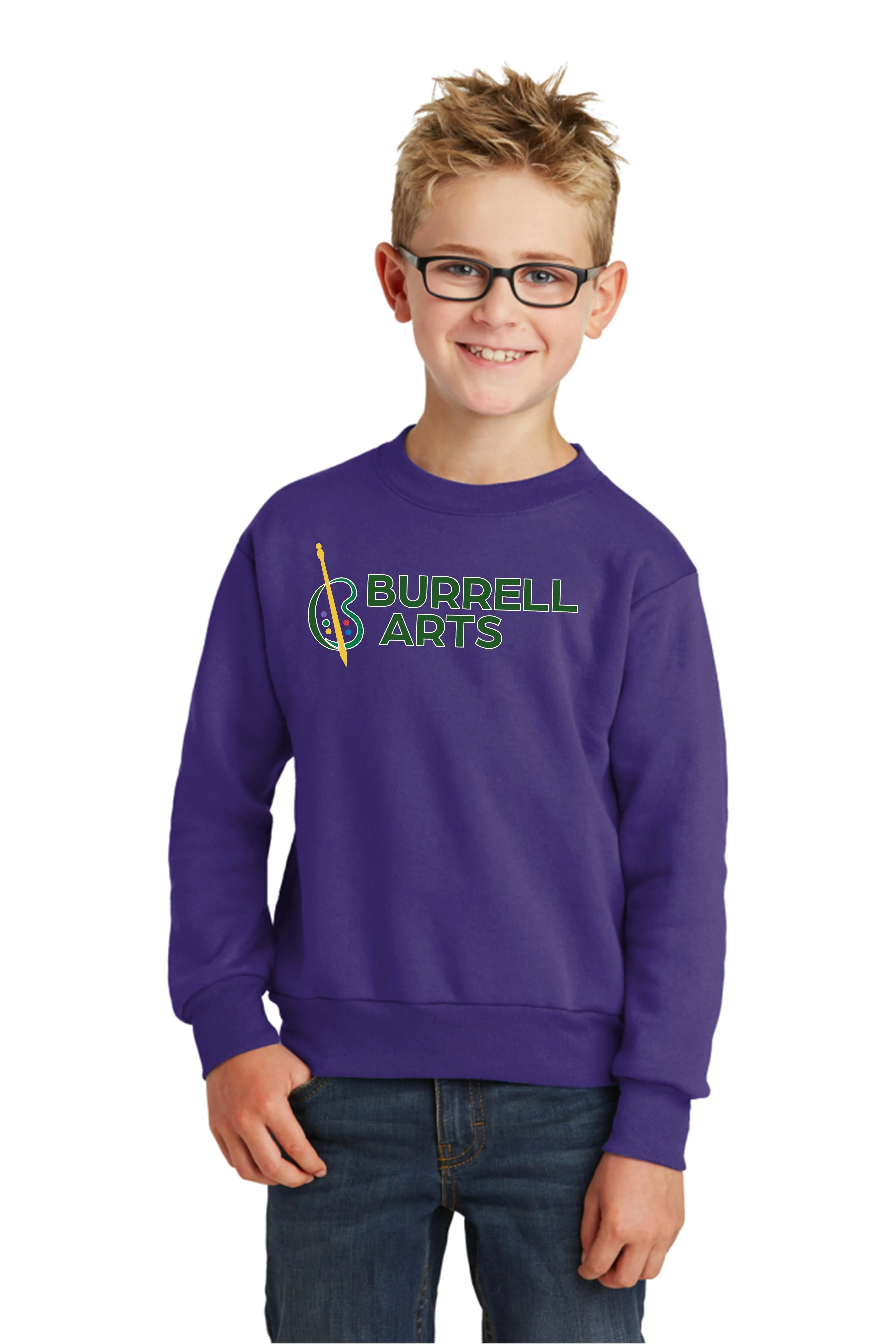 Burrell Arts Youth Core Fleece Crewneck Sweatshirt.