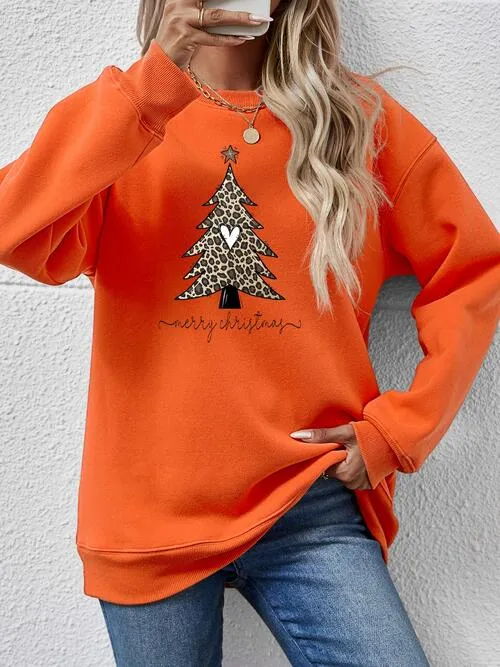 Christmas Tree Graphic Long Sleeve Sweatshirt