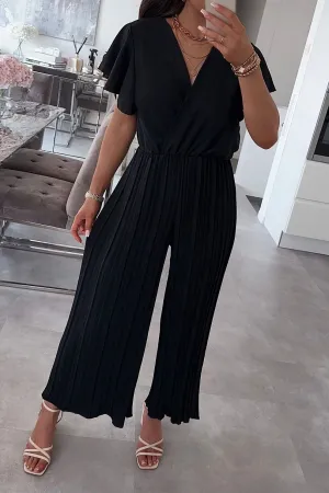 Dee Black Pleated Wide Leg Jumpsuit