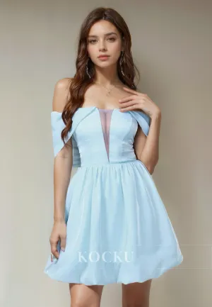 Elegant & Simple Off-Shoulder A-Line Satin Party Homecoming Dress