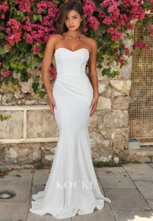 Elegant & Simple Sweetheart Mermaid Sleeveless Satin Wedding Dress