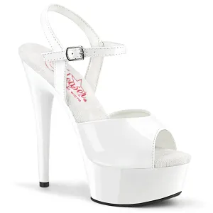 EXCITE-609 White Comfort Width 6 Inch Stripper Shoes Clearance Sale