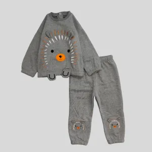 Grey Long-Sleeved Fleeced Pajama