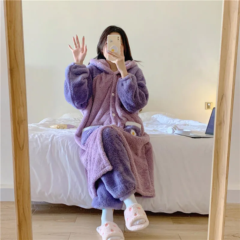 Hooded Plush thickened home clothes/pajamas by49013