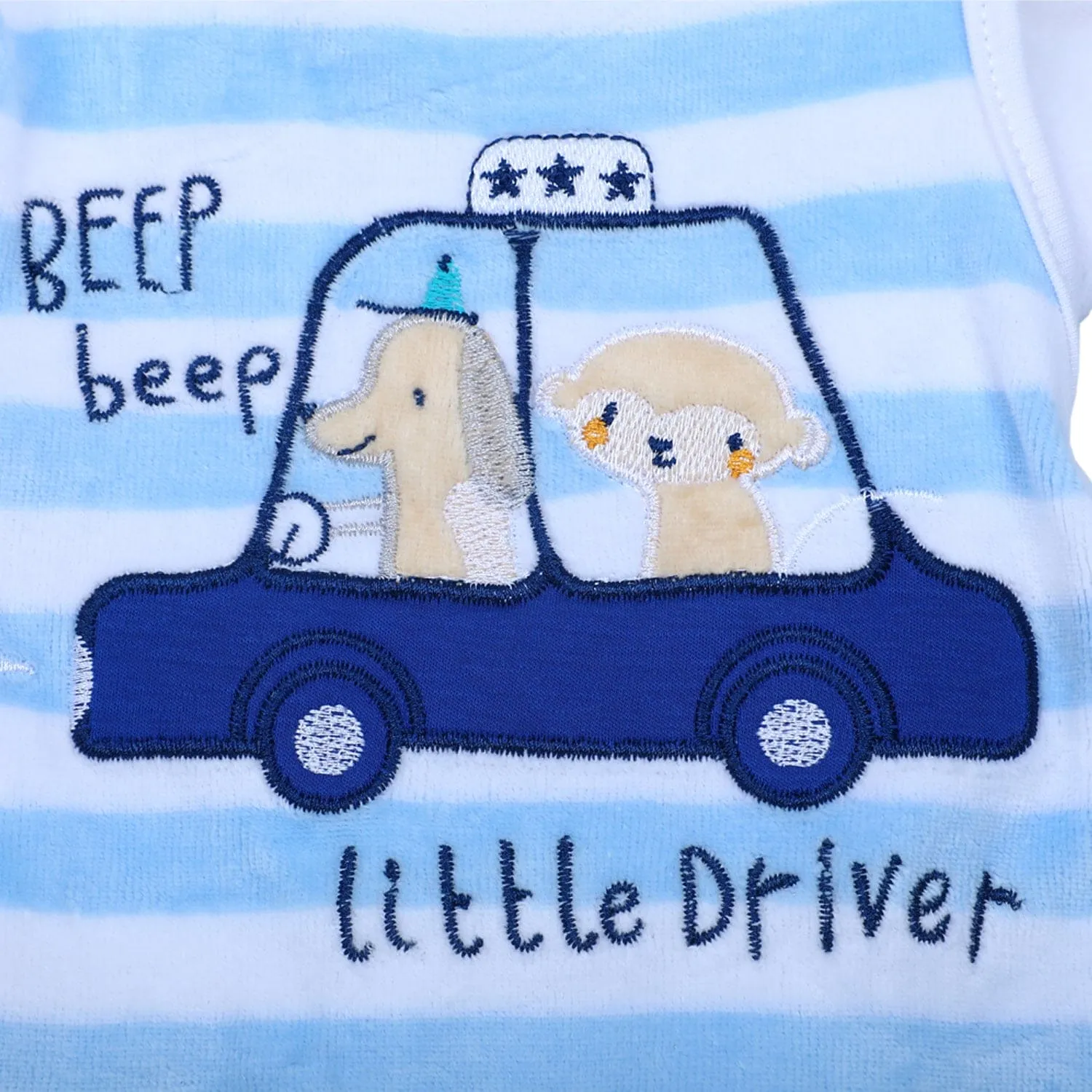 Little Driver Infant 2 Piece Full Sleeves Tshirt And Romper Set - Blue