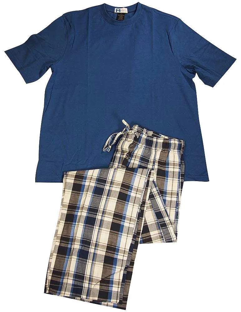 Majestic International Mens Short Sleeve Long Leg Loungewear Cotton Pajama Set, 36807