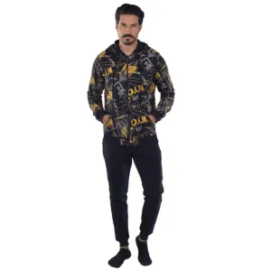 Men's Black Digital Printed Winter Hoodie - Modern And Warm Loungewear