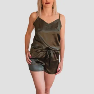 Olive Satin Nightwear Set - CLEARANCE SALE