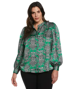 Plus Size Tapestry Print Blouse