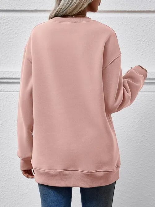 Round Neck Graphic Long Sleeve Sweatshirt