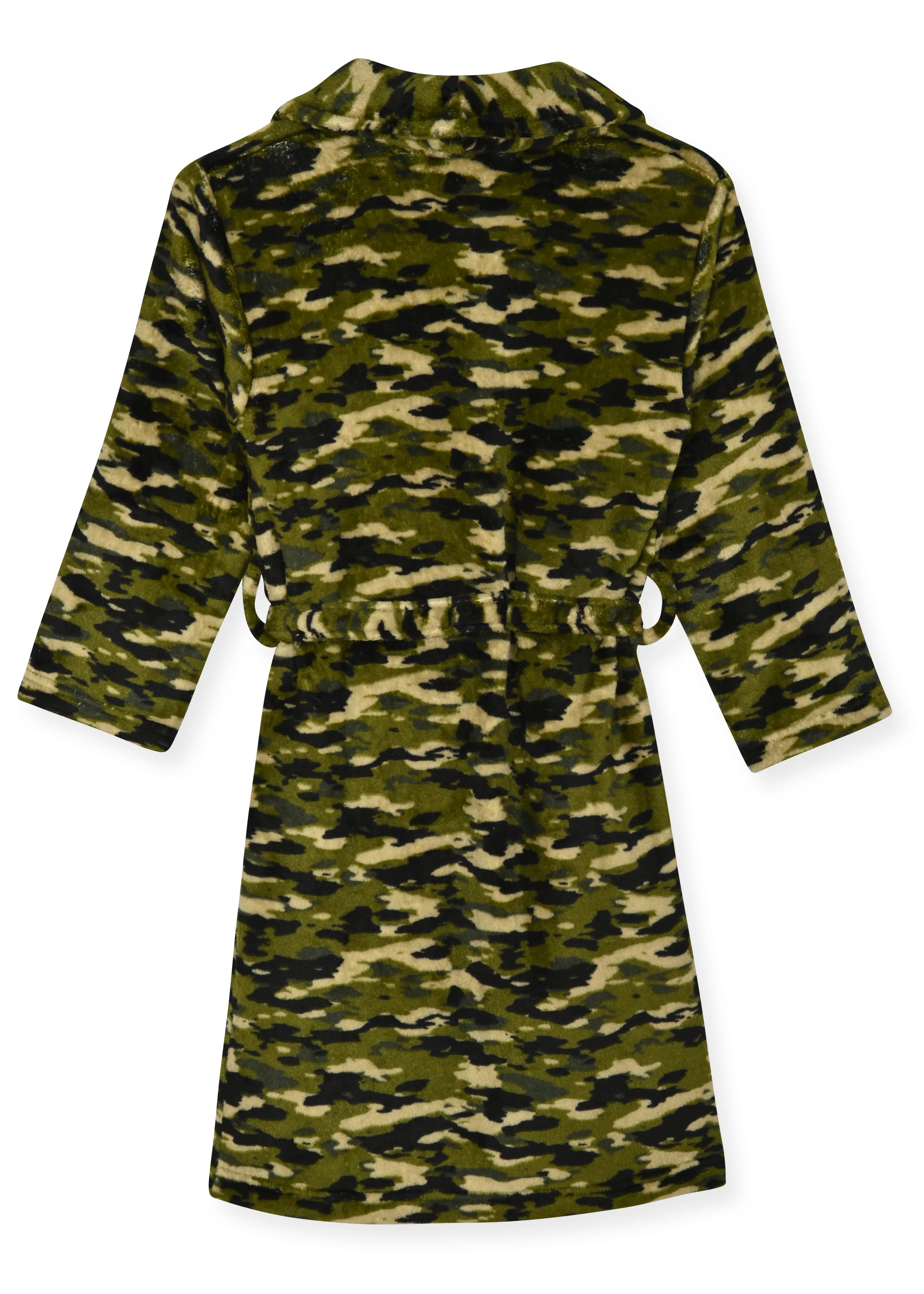 Sleep On It Boys Flannel Fleece Shawl Collar Robe with Matching Slippers - Green Camo