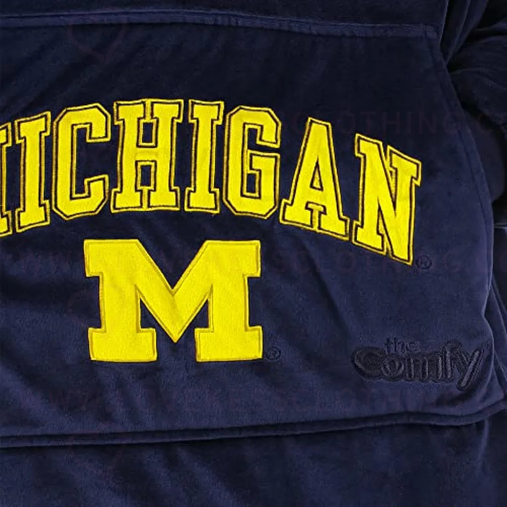 THE COMFY Original Quarter-Zip | University of Michigan Logo & Insignia | Oversized Microfiber & Sherpa Wearable Blanket with Zipper, Seen On Shark Tank, One Size Fits All