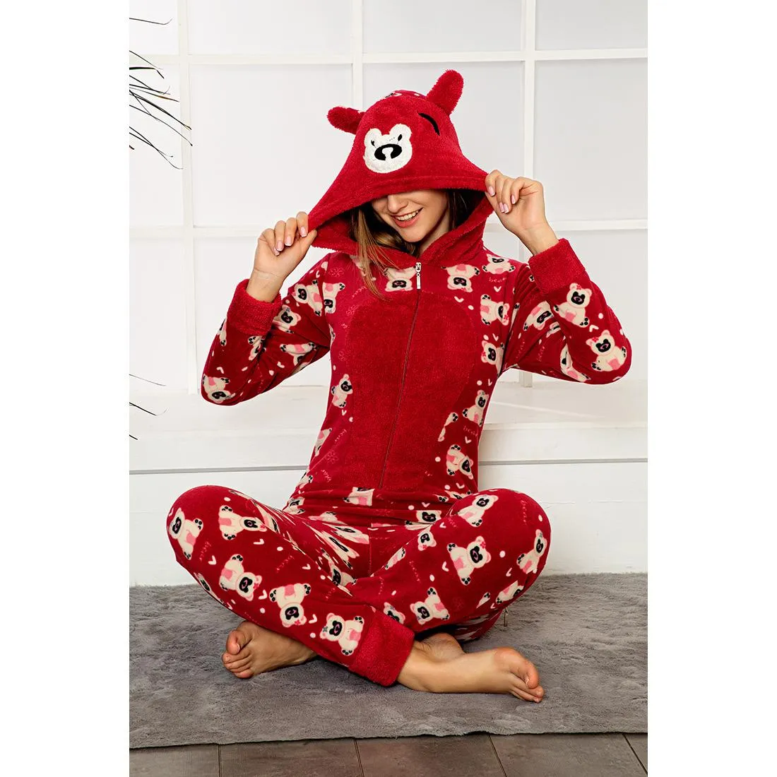 Women's Cozy Fleece Pajama Set Warm Suit The New Leisure Long-Sleeved Leisurewear