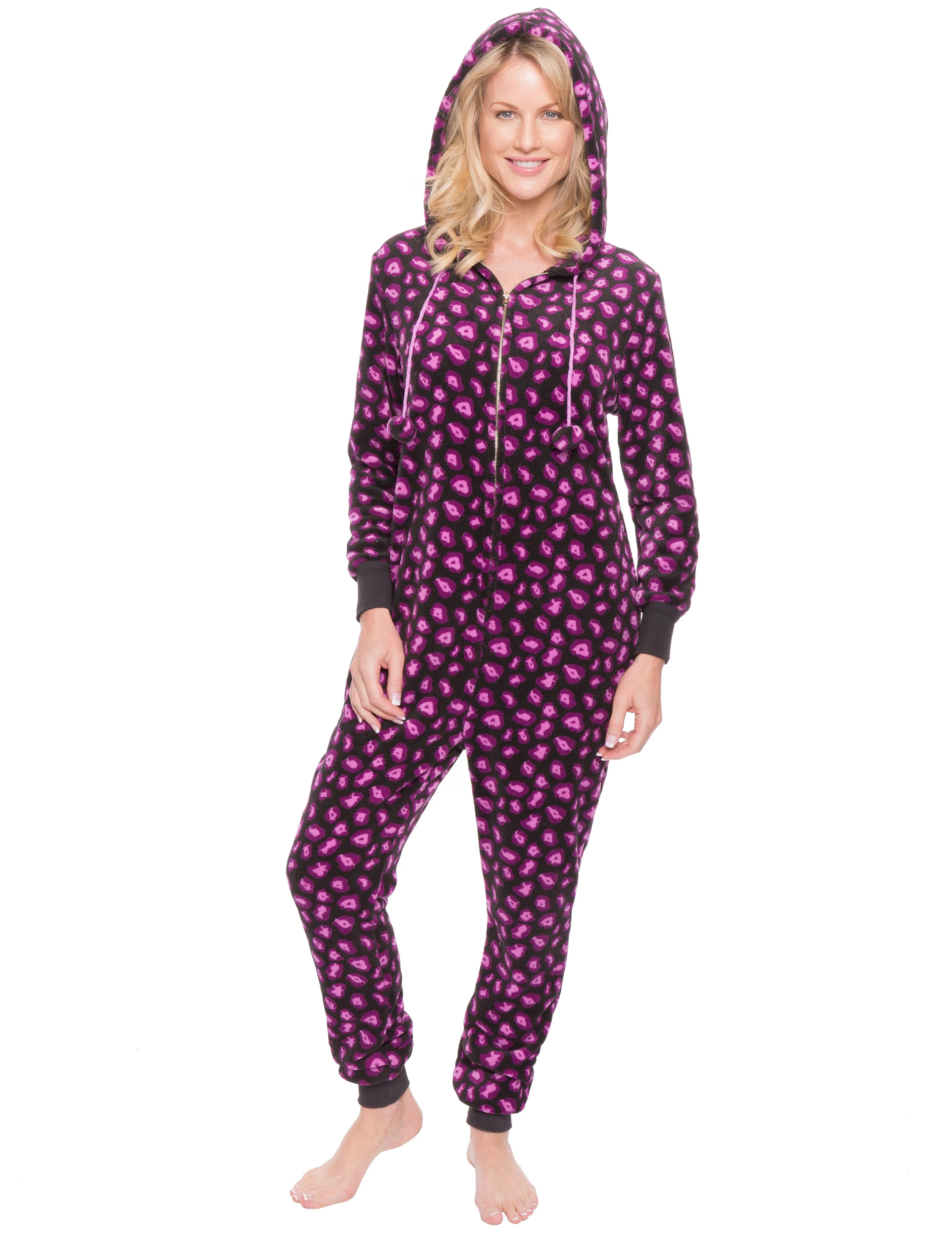 Women's Premium Coral Fleece Plush Hooded Onesie Pajama