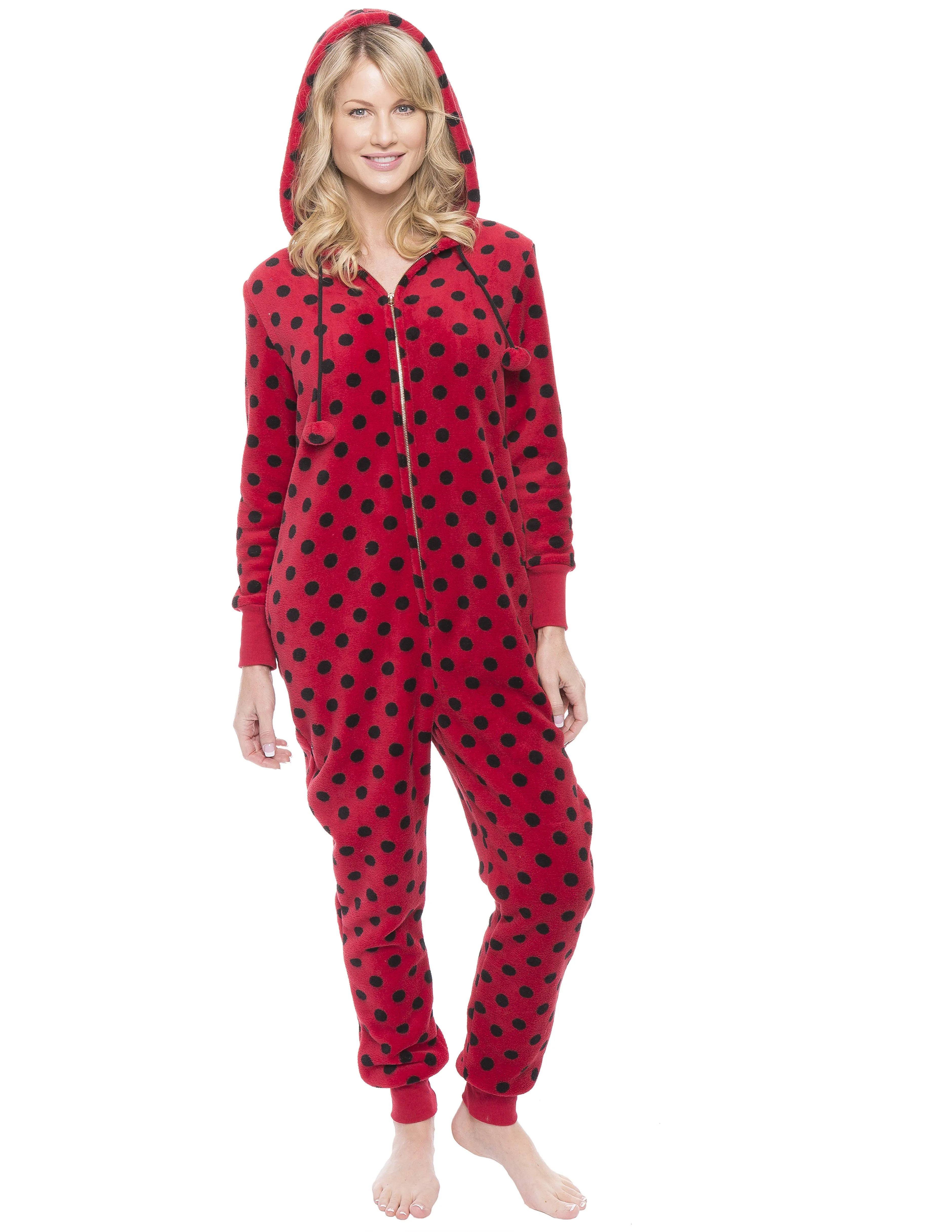 Women's Premium Coral Fleece Plush Hooded Onesie Pajama